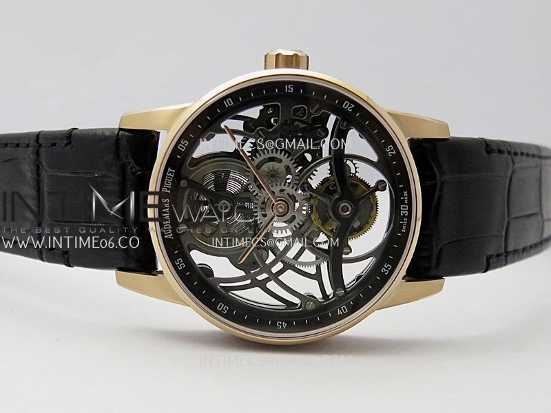 Code 11.59 26600OR RG APPF Best Edition Black Skeleton Dial On Black Leather Strap Asian Tourbillon